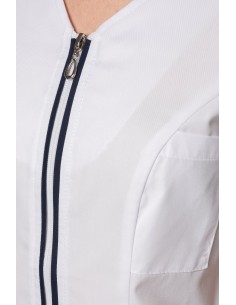 Bluza medyczna damska biała na suwak w serek  rękaw krótki 2