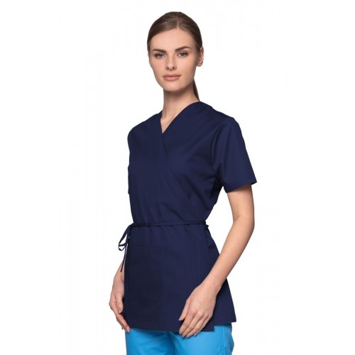 Bluza medyczna damska granatowa tunika kosmetyczna damska  granatowa wiązana