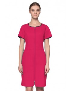 Sukienka medyczna damska  różowa sukienka kosmetyczna półokrągło pod szyją