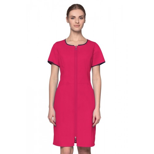 Sukienka medyczna damska  różowa sukienka kosmetyczna półokrągło pod szyją