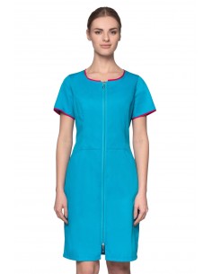 Sukienka medyczna turkusowa sukienka kosmetyczna półokrągło pod szyją