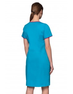 Sukienka medyczna turkusowa sukienka kosmetyczna półokrągło pod szyją 2