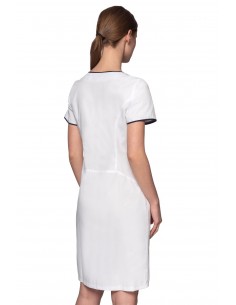 Sukienka medyczna biała sukienka kosmetyczna półokrągło pod szyją 2
