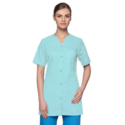 Bluza medyczna damska kolorowa na napy  serek wycięcie  rękaw krótki