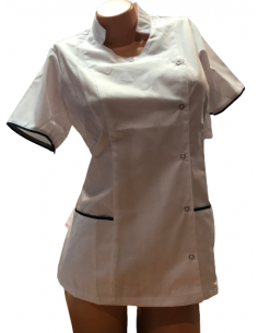 Bluza kosmetyczna damska biała ze stójką