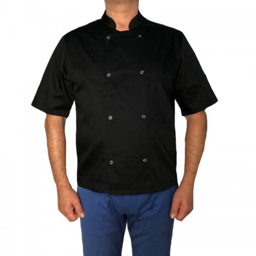 Bluza kucharska czarna  / rękaw krótki / na napy ADWg11rkczarna