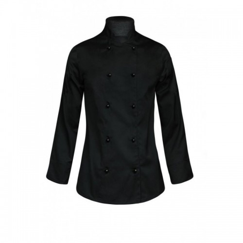 Bluza kucharska czarna  damska / rękaw długi / na guziki ADW21rdczarna