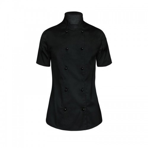 Bluza kucharska czarna  damska / rękaw krótki / na guziki ADW21rkczarna