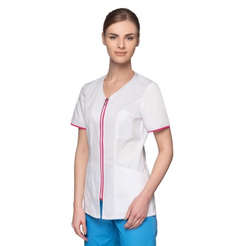 Bluza medyczna damska na suwak w serek rękaw krótki