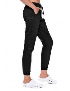 Spodnie medyczne damskie JOGGERY czarne  elastyczne stretch