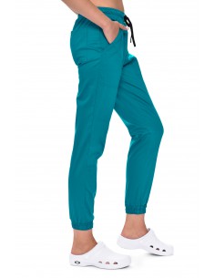 Spodnie medyczne damskie JOGGERY turkusowe elastyczne stretch