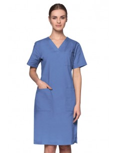 Sukienka chirurgiczna damska bawełniana w serek na trok z tyłu wiązana/  100% bawełna ADW17w