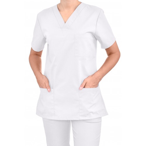 Bluza chirurgiczna damska  biała elastyczna stretch