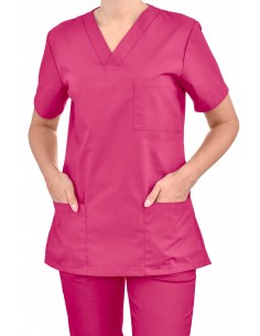 Bluza chirurgiczna damska różowa amarantowa / 50% bawełna i 50% poliester