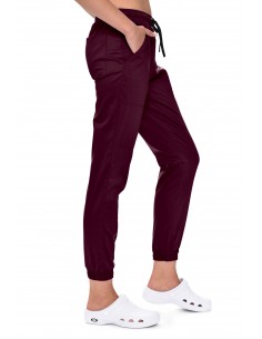 Spodnie medyczne damskie JOGGERY śliwkowe  elastyczne  stretch
