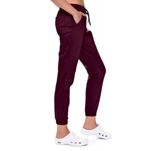 Spodnie medyczne damskie JOGGERY śliwkowe  elastyczne  stretch