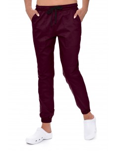 Spodnie medyczne damskie JOGGERY śliwkowe  elastyczne  stretch 2