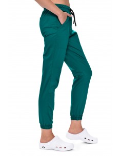 Spodnie medyczne damskie JOGGERY morskie elastyczne stretch 2
