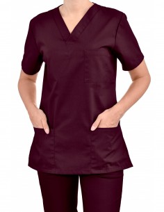 Bluza chirurgiczna damska śliwkowa bluza medyczna damska dopasowana  stretch