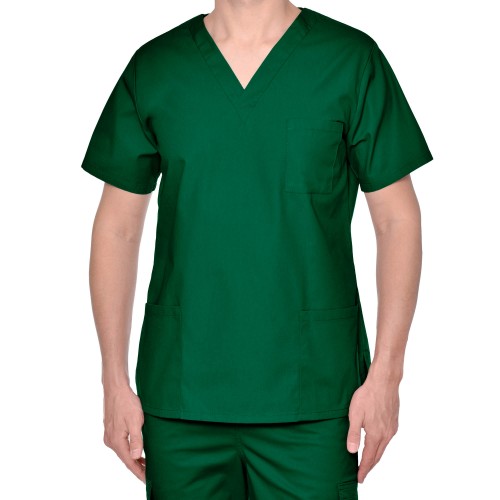 Bluza chirurgiczna /scrubs /MĘSKA  butelkowa zieleń 50% bawełna i 50% poliester ADW80B