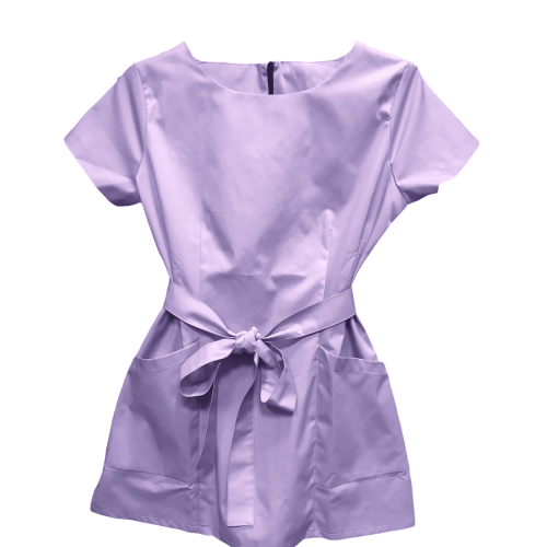 Bluza medyczna damska fioletowa tunika kosmetyczna na suwak na plecach
