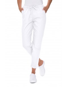 Spodnie medyczne damskie cygaretki białe stretch elastyczne
