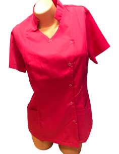 bluza  kosmetyczna damska amarantowa na napy ze stójką