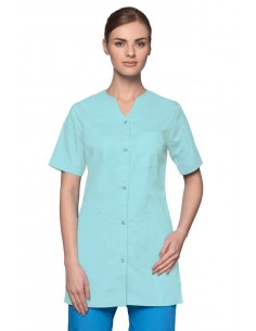 Bluza kosmetyczna damska seledynowa na napy  serek wycięcie  rękaw krótki