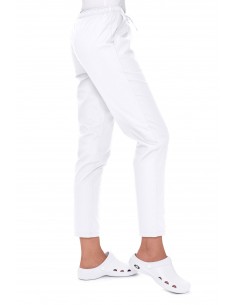 Spodnie kosmetyczne białe cygaretki elastyczne stretch 2