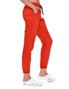 Spodnie medyczne damskie joggery pomarańczowe 2