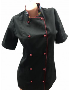 Bluza kucharska damska czarna rękaw krótki 2