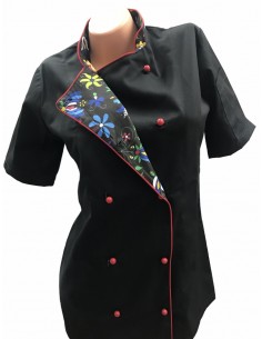 Bluza kucharska damska czarna rękaw krótki