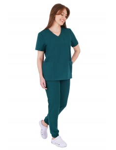 Bluza medyczna damska elastyczna kolor zielony butelkowy wiskoza elastan poliester