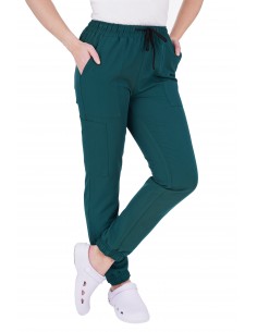 Mundurek medyczny damski kolor zielony butelkowy elastan poliester 2