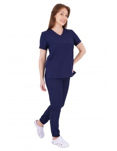 Bluza medyczna damska elastyczna granatowa 2