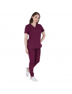 Bluza medyczna damska elastyczna bordowa wiskoza  elastan poliester 2