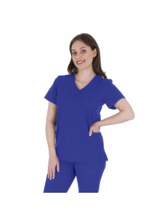 Bluza medyczna damska elastyczna chabrowa wiskoza elastan poliester