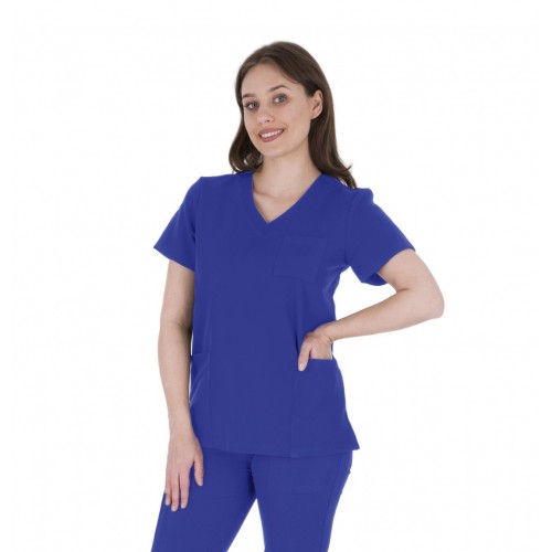 Bluza medyczna damska elastyczna chabrowa wiskoza elastan poliester