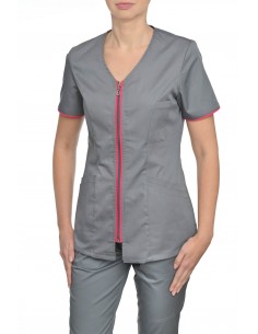 Bluza medyczna damska szara na suwak
