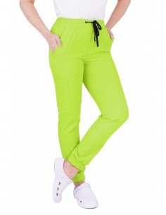 Bluza medyczna damska elastyczna limonkowa wiskoza elastan poliester 2
