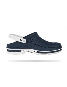 obuwie operacyjne WOCK Clog 03 White Navy Blue + pasek