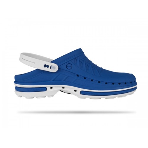 obuwie operacyjne WOCK Clog  07 White Medium Blue + pasek