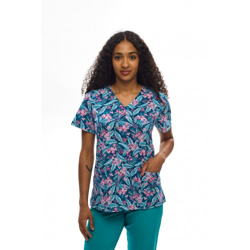 Bluza medyczna damska  w liście  rozmiar XS