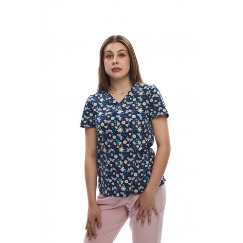 Bluza medyczna damska  dzianina w motyle S