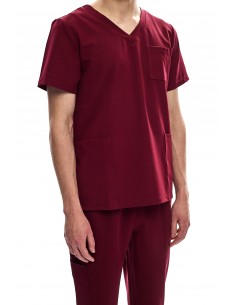Bluza chirurgiczna  męska bordowa wiskoza 2