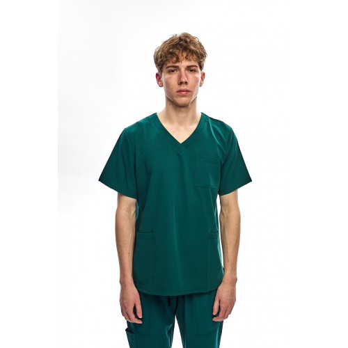 Bluza chirurgiczna  męska zielona butelkowa wiskoza