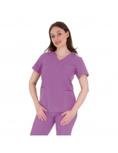Spodnie medyczne damskie cygaretki fioletowe  wiskoza, elastan, poliester 2