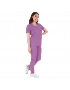 Bluza medyczna damska fioletowa wiskoza elastan poliester 2