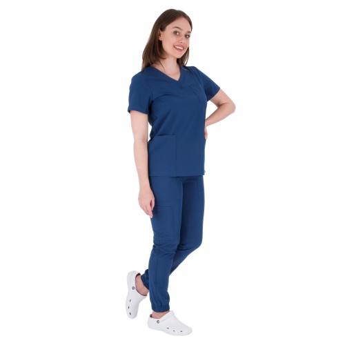 Mundurek medyczny damski granatowy wiskoza elastan  poliester