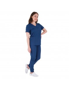 Bluza medyczna damska granatowa wiskoza elastan poliester 2